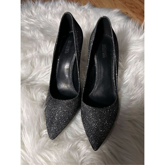 Michael Kors, black sparkle pumps heels size 8 sexy fancy - Picture 1 of 6